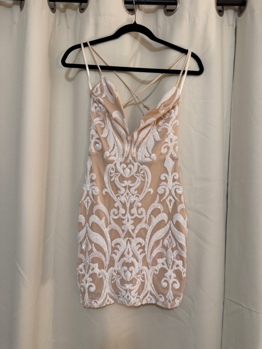 Windsor Nude and White Lace Mini Dress
